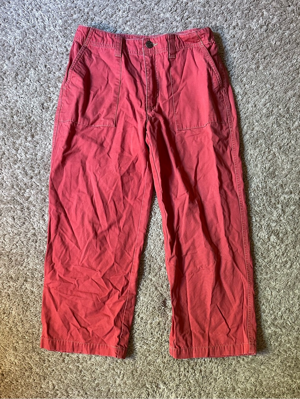 Royal Robbins Women's Red Cotton Canvas Wide Leg Utility Crop Pants